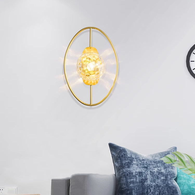 Contemporary Nordic Oval Iron 1-Light Wall Sconce Lamp For Living Room