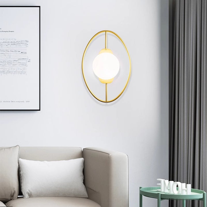 Contemporary Nordic Oval Iron 1-Light Wall Sconce Lamp For Living Room