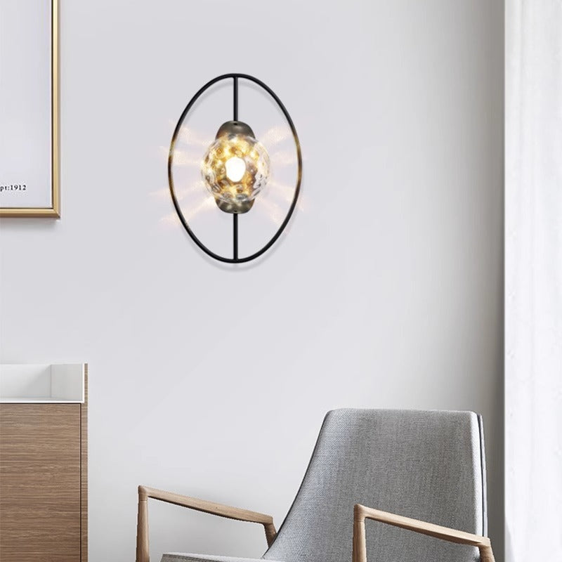 Contemporary Nordic Oval Iron 1-Light Wall Sconce Lamp For Living Room