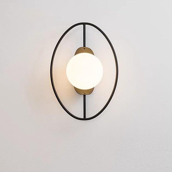 Contemporary Nordic Oval Iron 1-Light Wall Sconce Lamp For Living Room