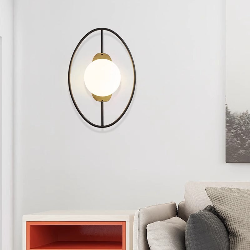 Contemporary Nordic Oval Iron 1-Light Wall Sconce Lamp For Living Room