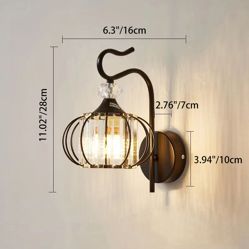 Modern Simplicity Pumpkin Globe Iron Glass 1-Light Wall Sconce Lamp For Bedroom