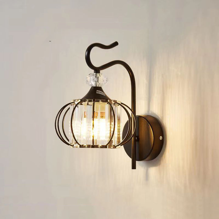 Modern Simplicity Pumpkin Globe Iron Glass 1-Light Wall Sconce Lamp For Bedroom