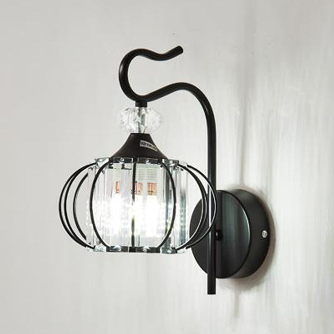 Modern Simplicity Pumpkin Globe Iron Glass 1-Light Wall Sconce Lamp For Bedroom