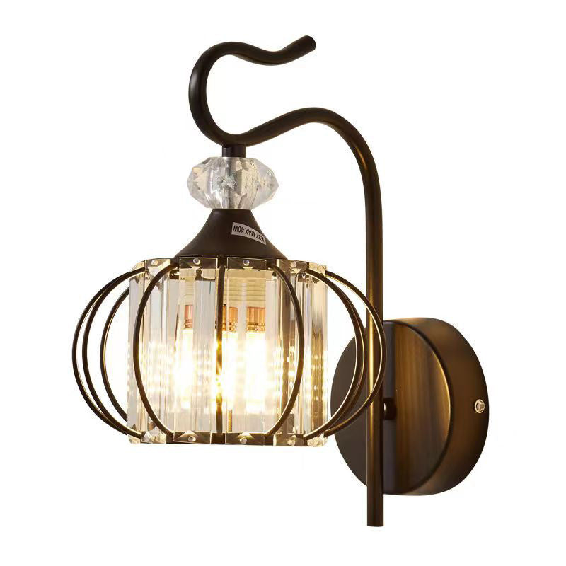 Modern Simplicity Pumpkin Globe Iron Glass 1-Light Wall Sconce Lamp For Bedroom