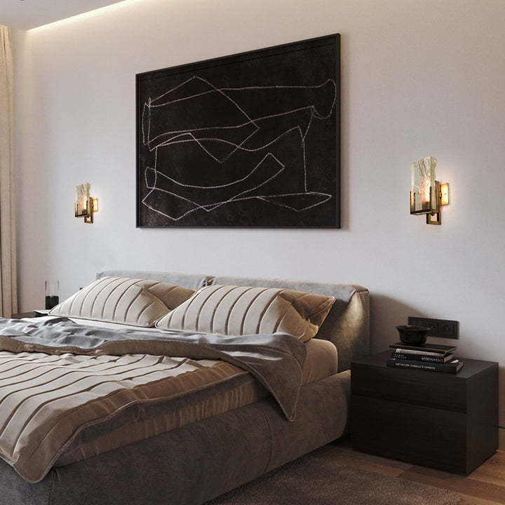 Applique Murale Moderne de Luxe Rectangulaire en Fer avec Cristal à 1 Lumière pour Chambre 