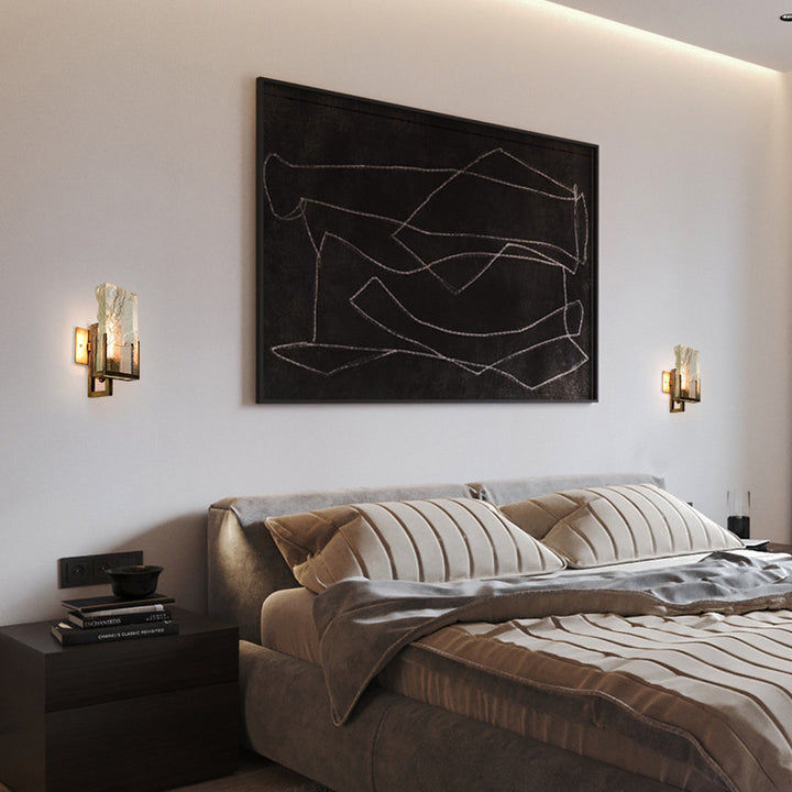 Applique Murale Moderne de Luxe Rectangulaire en Fer avec Cristal à 1 Lumière pour Chambre 