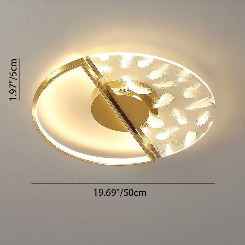 Zeitgenössische nordische runde Eisen-Glas-LED-Halbeinbau-Deckenleuchte für das Schlafzimmer 