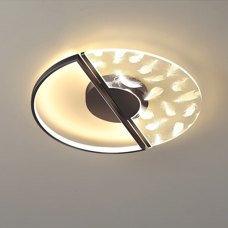Zeitgenössische nordische runde Eisen-Glas-LED-Halbeinbau-Deckenleuchte für das Schlafzimmer 