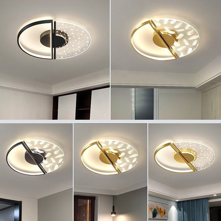 Zeitgenössische nordische runde Eisen-Glas-LED-Halbeinbau-Deckenleuchte für das Schlafzimmer 