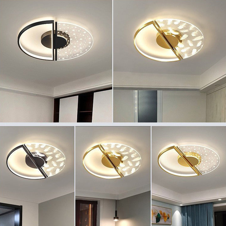 Zeitgenössische nordische runde Eisen-Glas-LED-Halbeinbau-Deckenleuchte für das Schlafzimmer 