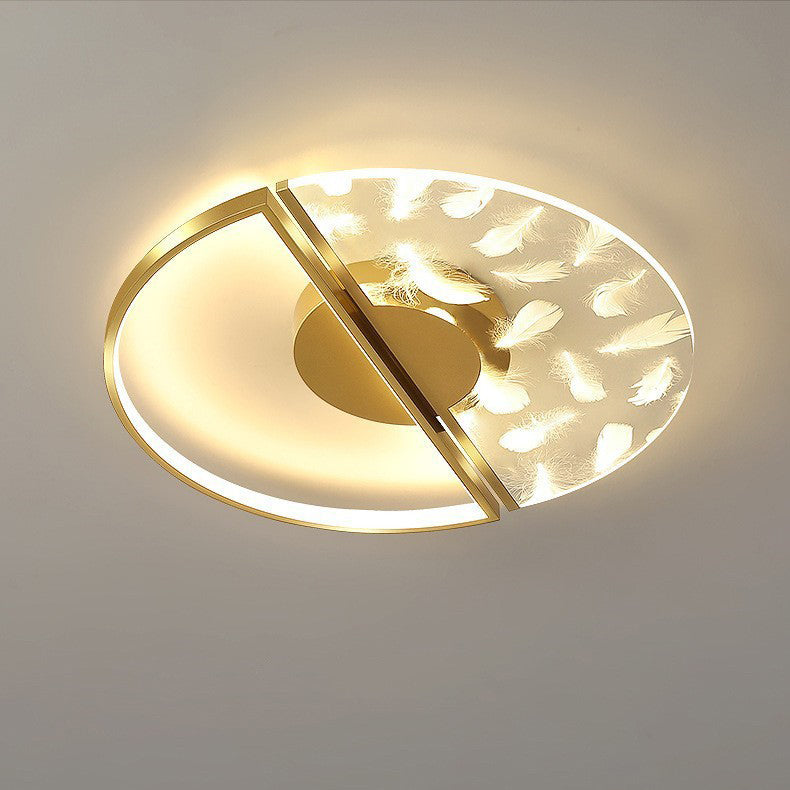 Zeitgenössische nordische runde Eisen-Glas-LED-Halbeinbau-Deckenleuchte für das Schlafzimmer 