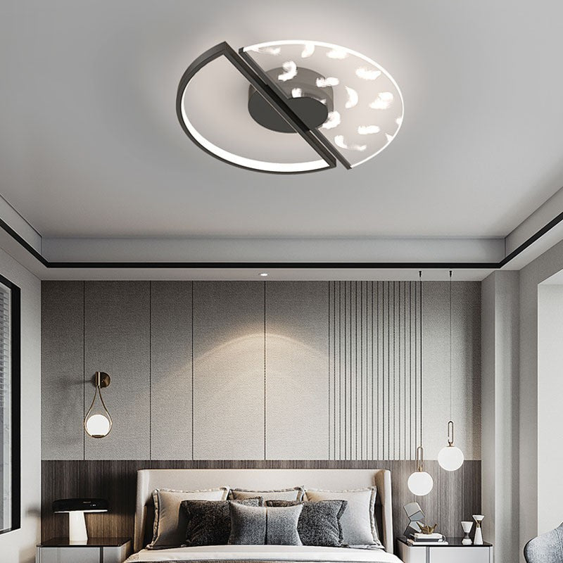 Zeitgenössische nordische runde Eisen-Glas-LED-Halbeinbau-Deckenleuchte für das Schlafzimmer 