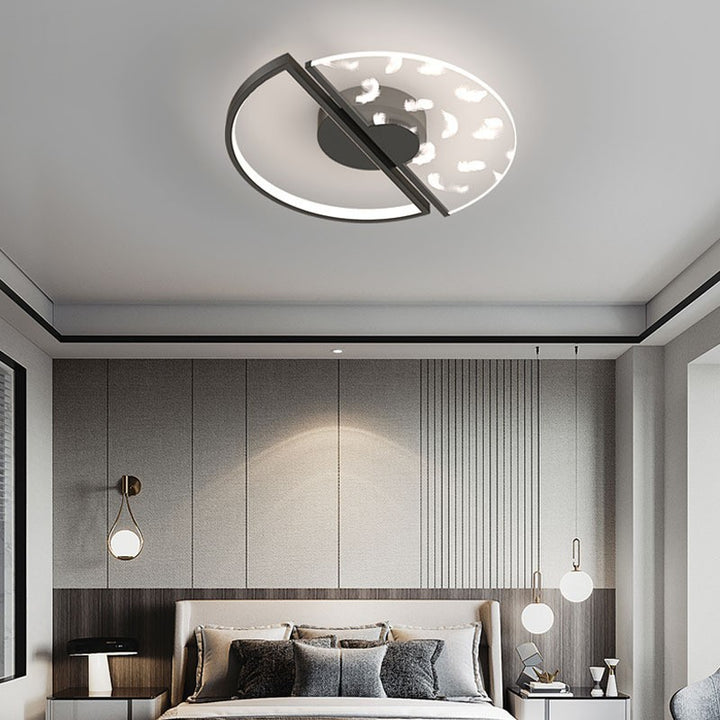 Zeitgenössische nordische runde Eisen-Glas-LED-Halbeinbau-Deckenleuchte für das Schlafzimmer 