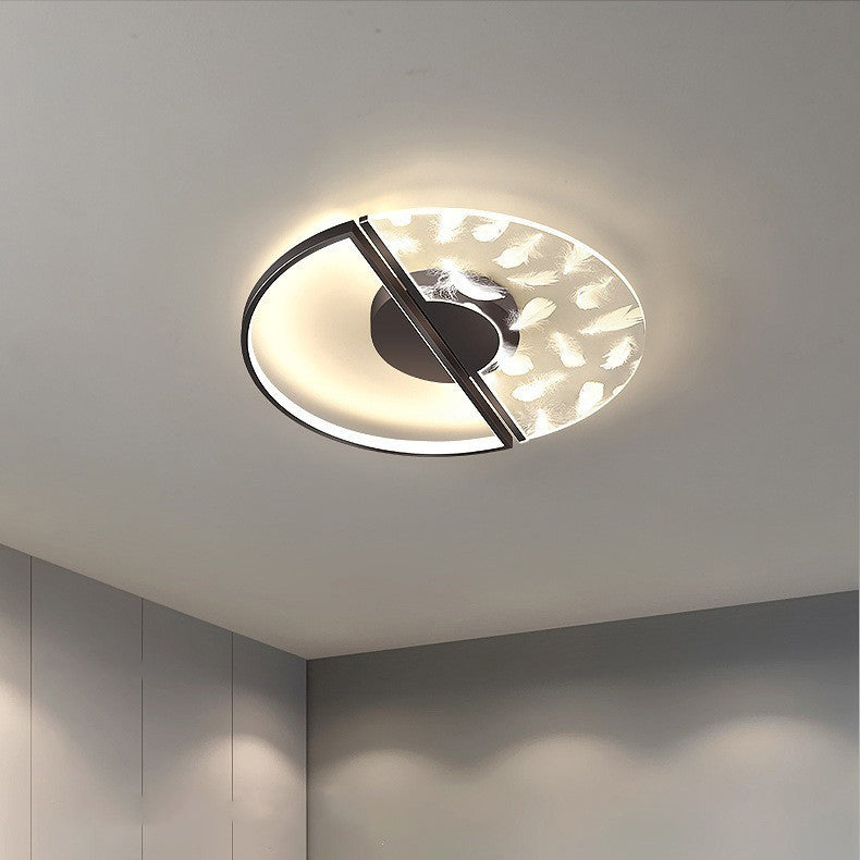 Zeitgenössische nordische runde Eisen-Glas-LED-Halbeinbau-Deckenleuchte für das Schlafzimmer 