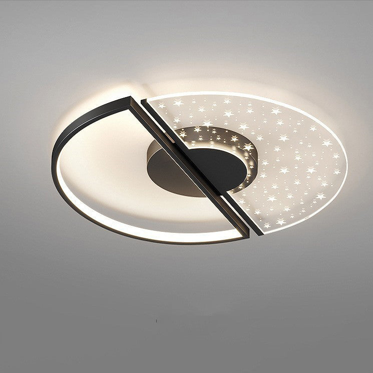 Zeitgenössische nordische runde Eisen-Glas-LED-Halbeinbau-Deckenleuchte für das Schlafzimmer 