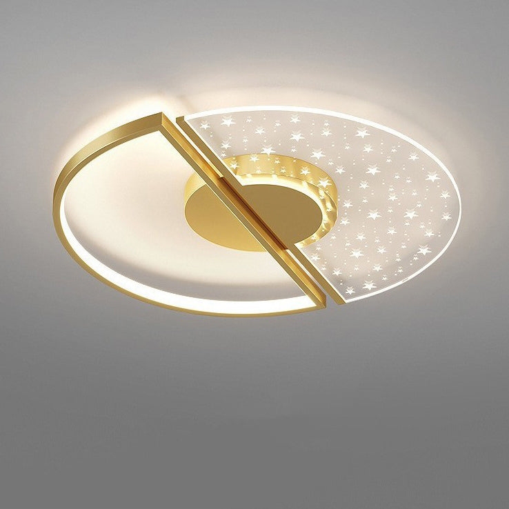 Zeitgenössische nordische runde Eisen-Glas-LED-Halbeinbau-Deckenleuchte für das Schlafzimmer 