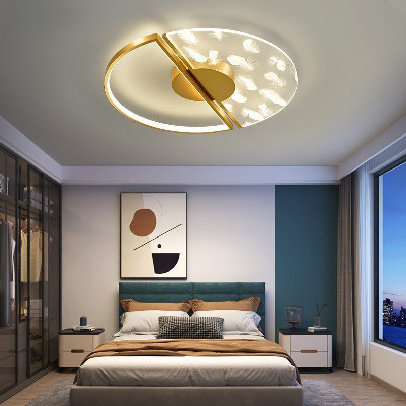Zeitgenössische nordische runde Eisen-Glas-LED-Halbeinbau-Deckenleuchte für das Schlafzimmer 