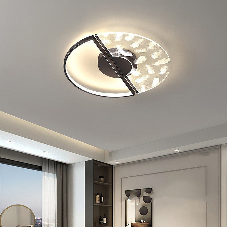 Zeitgenössische nordische runde Eisen-Glas-LED-Halbeinbau-Deckenleuchte für das Schlafzimmer 