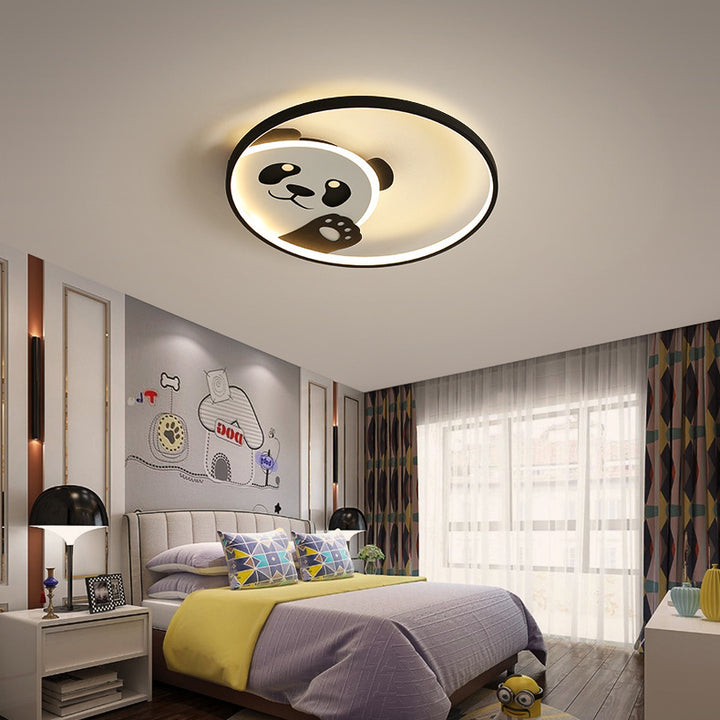 Lustre de plafond LED à montage encastré en fer Panda pour chambre d'enfant créatif contemporain 