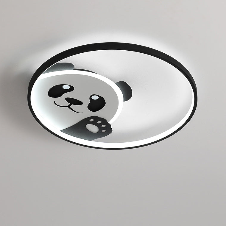 Luz de techo LED empotrada de hierro con diseño de panda contemporáneo para habitación infantil creativa 