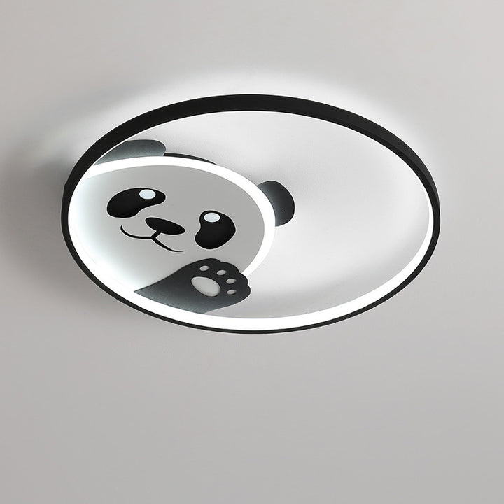 Luz de techo LED empotrada de hierro con diseño de panda contemporáneo para habitación infantil creativa 