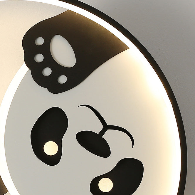 Luz de techo LED empotrada de hierro con diseño de panda contemporáneo para habitación infantil creativa 