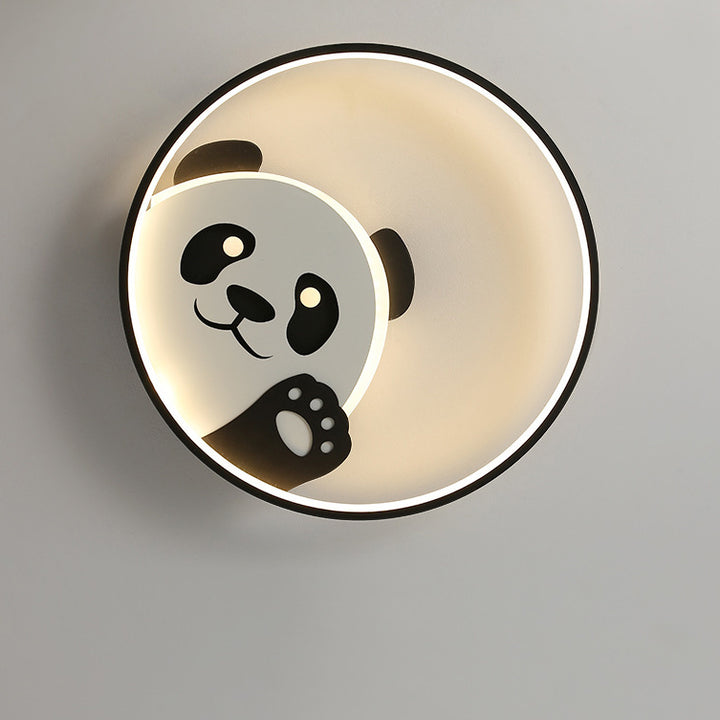 Luz de techo LED empotrada de hierro con diseño de panda contemporáneo para habitación infantil creativa 