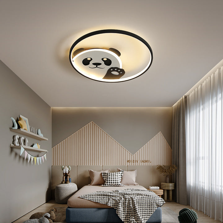 Luz de techo LED empotrada de hierro con diseño de panda contemporáneo para habitación infantil creativa 
