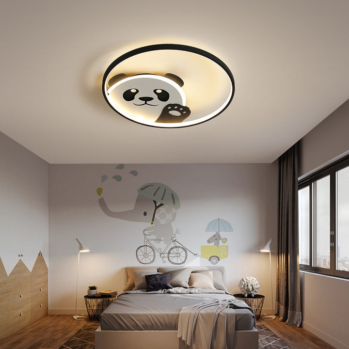 Luz de techo LED empotrada de hierro con diseño de panda contemporáneo para habitación infantil creativa 