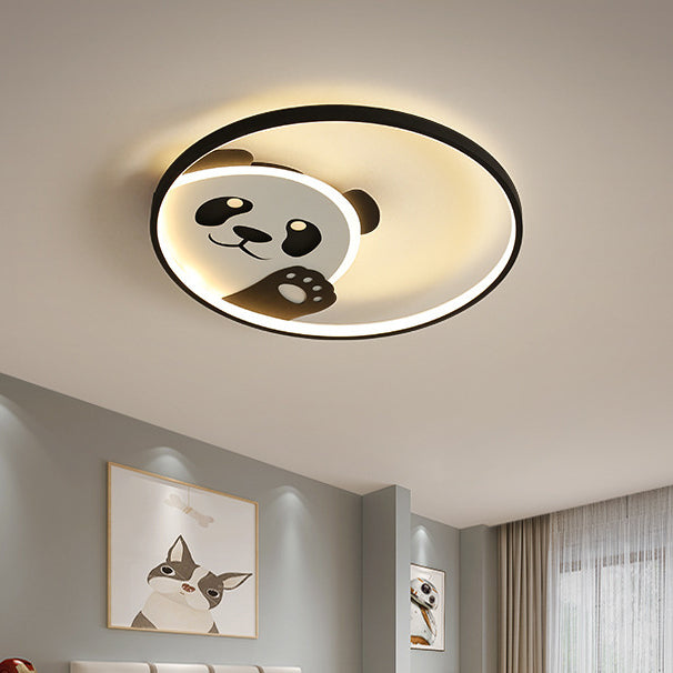 Luz de techo LED empotrada de hierro con diseño de panda contemporáneo para habitación infantil creativa 