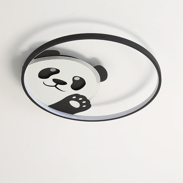 Luz de techo LED empotrada de hierro con diseño de panda contemporáneo para habitación infantil creativa 