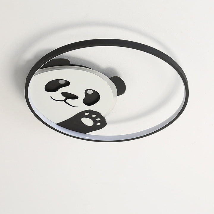 Luz de techo LED empotrada de hierro con diseño de panda contemporáneo para habitación infantil creativa 