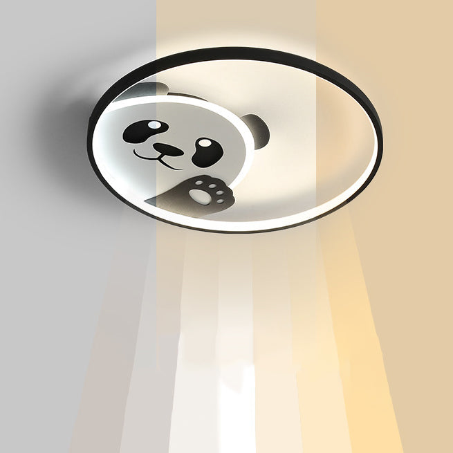 Luz de techo LED empotrada de hierro con diseño de panda contemporáneo para habitación infantil creativa 
