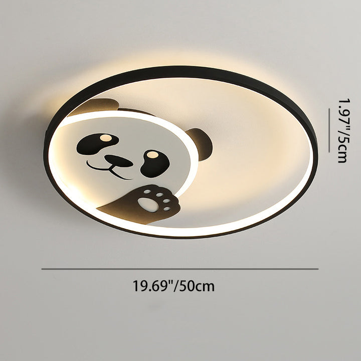 Lustre de plafond LED à montage encastré en fer Panda pour chambre d'enfant créatif contemporain 