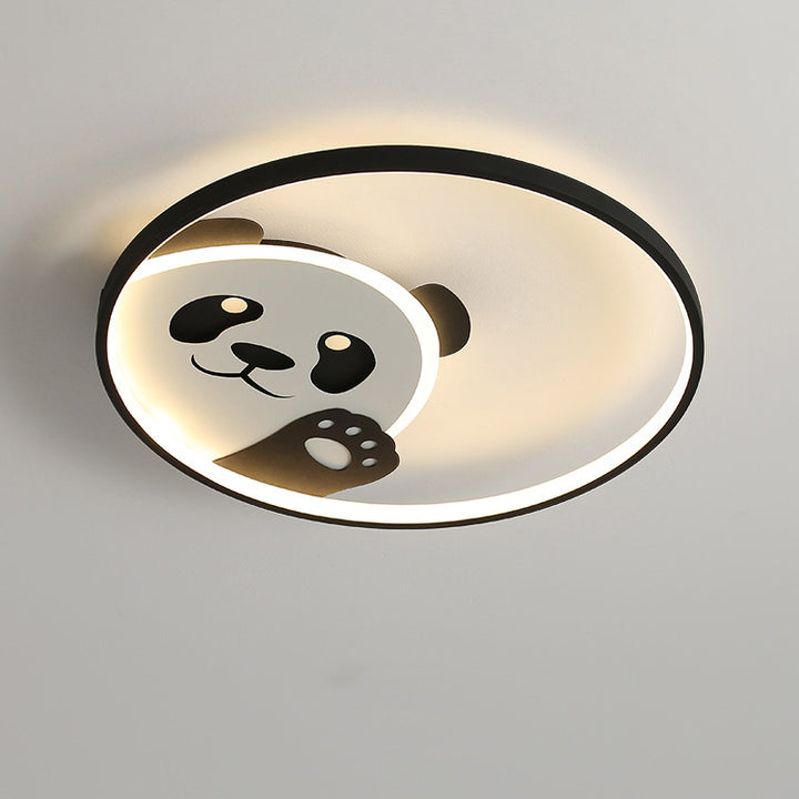 Luz de techo LED empotrada de hierro con diseño de panda contemporáneo para habitación infantil creativa 