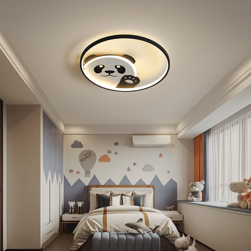 Luz de techo LED empotrada de hierro con diseño de panda contemporáneo para habitación infantil creativa 