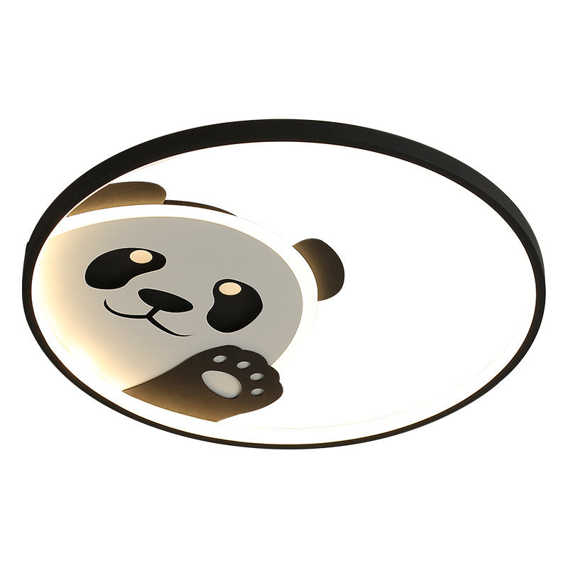 Luz de techo LED empotrada de hierro con diseño de panda contemporáneo para habitación infantil creativa 