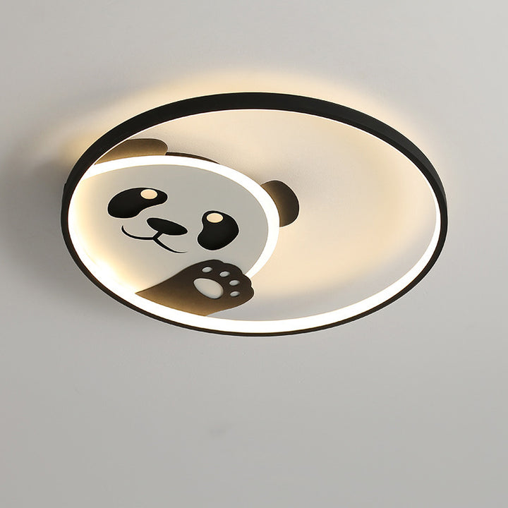 Luz de techo LED empotrada de hierro con diseño de panda contemporáneo para habitación infantil creativa 