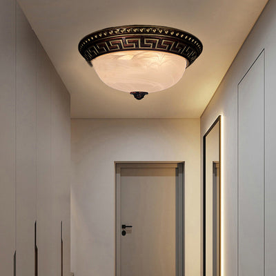 Traditional European Dome Plastic Glass 2-Light Flush Mount Ceiling Light For Bedroom
