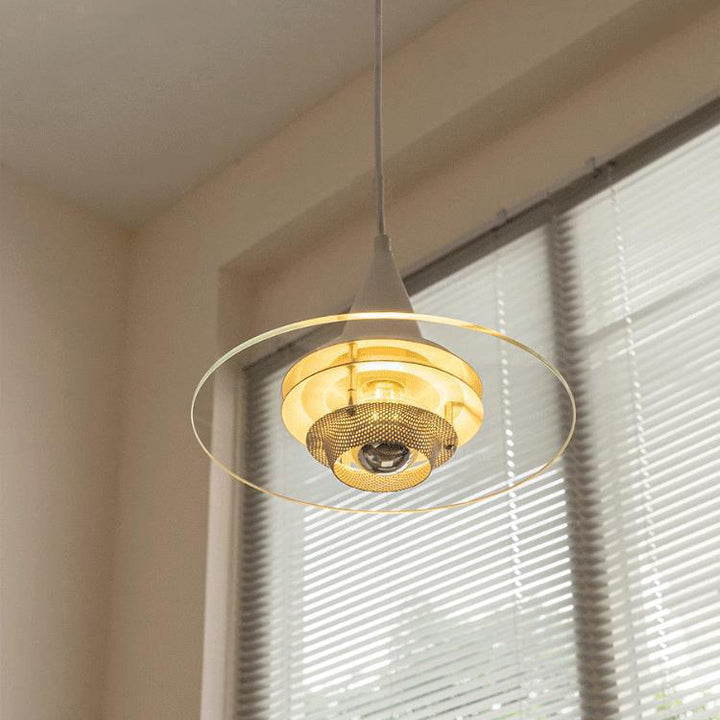 Suspension Luminaire en Verre et Fer de Style Scandinave Contemporain avec 1 Lumière pour Salon 