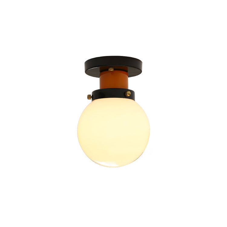 Modern Simplicity Sphere Iron Glass 1-Light Semi-Flush Mount Ceiling Light For Bedroom