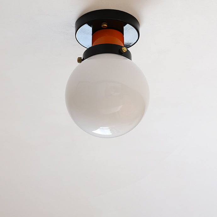 Modern Simplicity Sphere Iron Glass 1-Light Semi-Flush Mount Ceiling Light For Bedroom