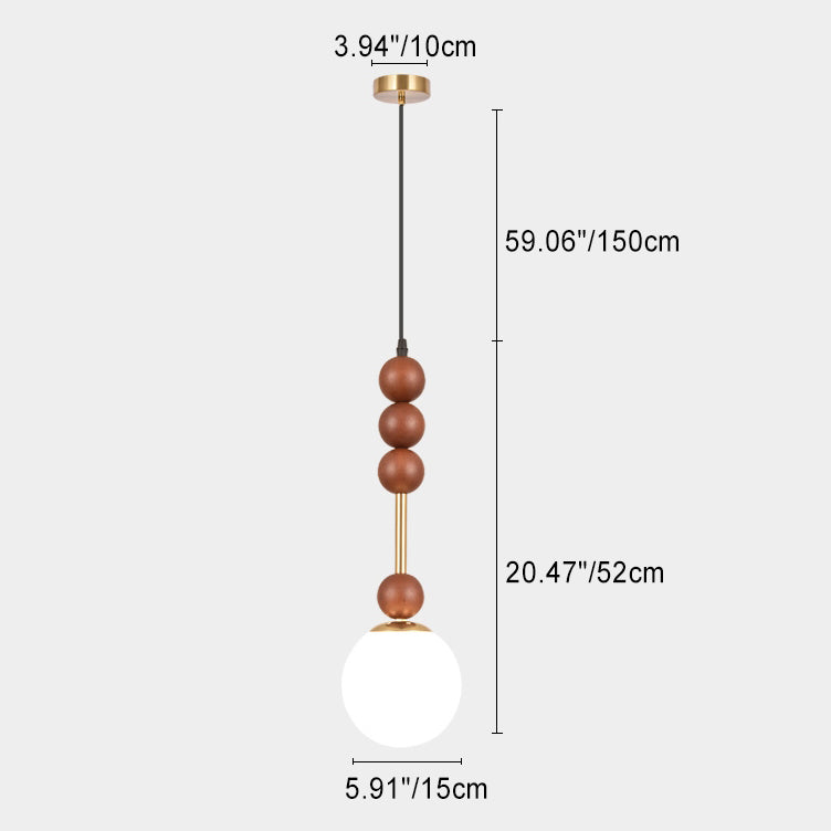 Lustre suspendu à 1 lumière en fer et verre Modo Globe traditionnel français pour chambre 