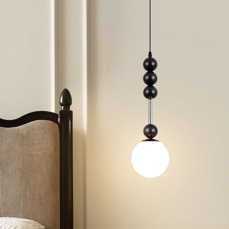 Lustre suspendu à 1 lumière en fer et verre Modo Globe traditionnel français pour chambre 