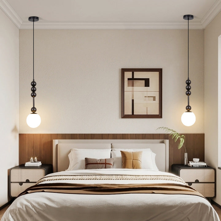 Lustre suspendu à 1 lumière en fer et verre Modo Globe traditionnel français pour chambre 