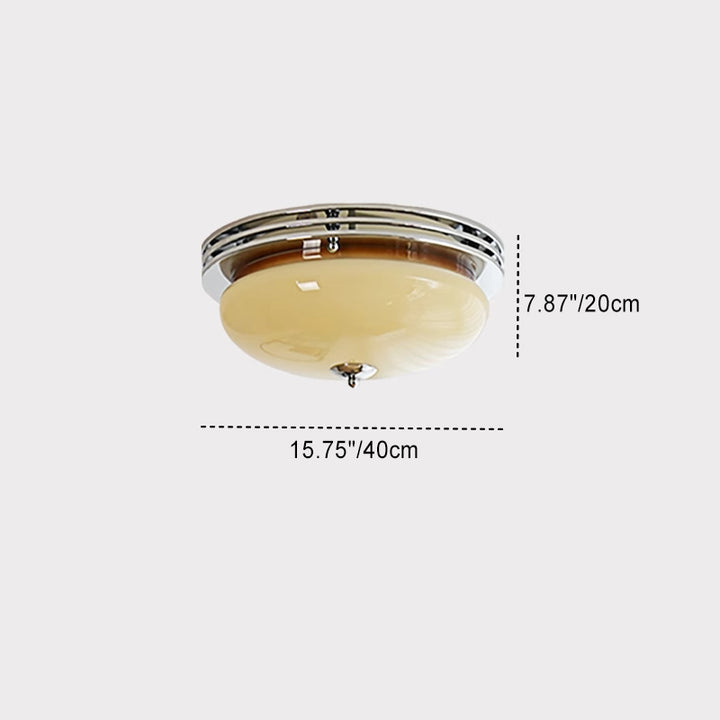 Traditional Vintage Dome Metal Glass LED Flush Mount Ceiling Light For Bedroom