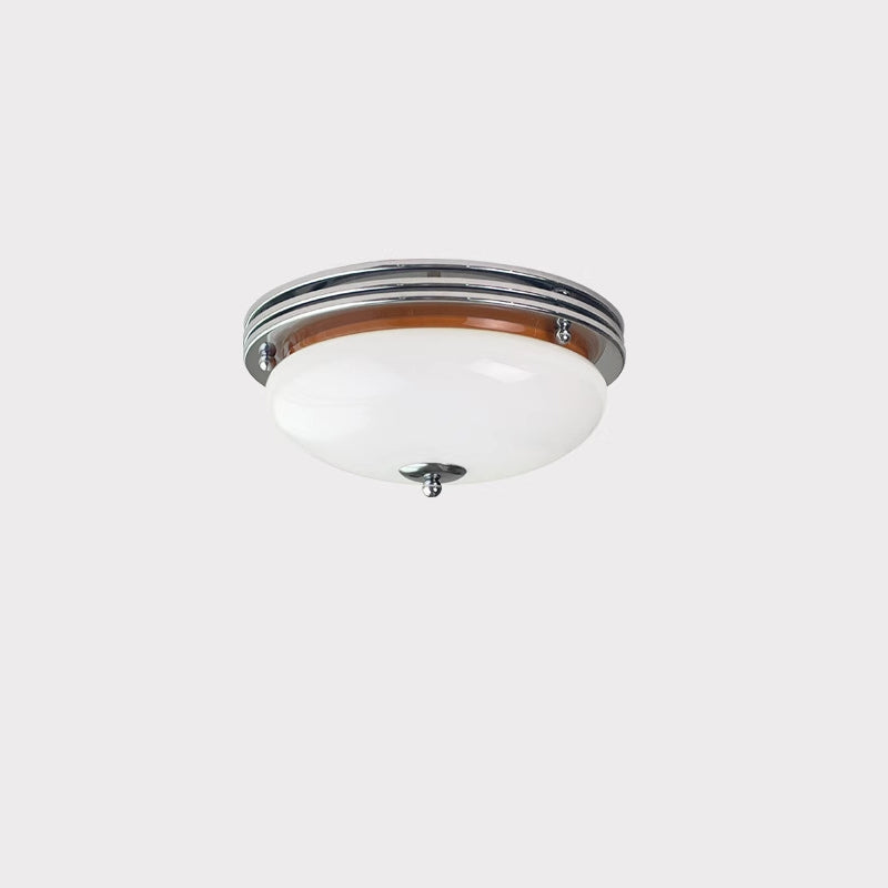 Traditional Vintage Dome Metal Glass LED Flush Mount Ceiling Light For Bedroom