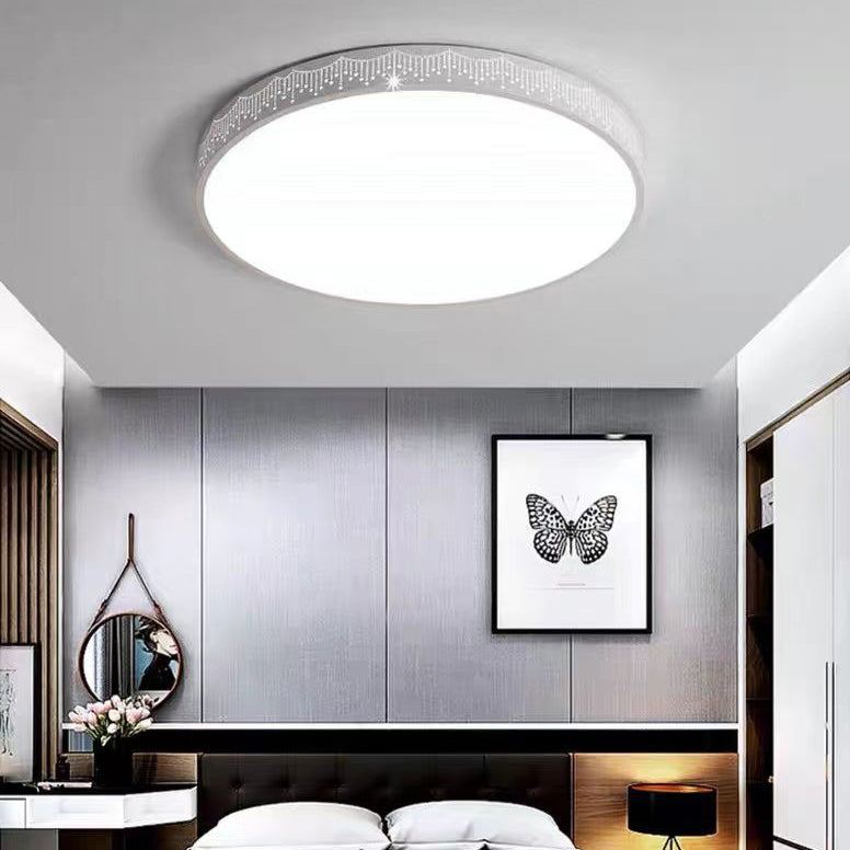 Modern Simplicity Round Iron Acrylic LED Flush Mount Ceiling Light For Bedroom