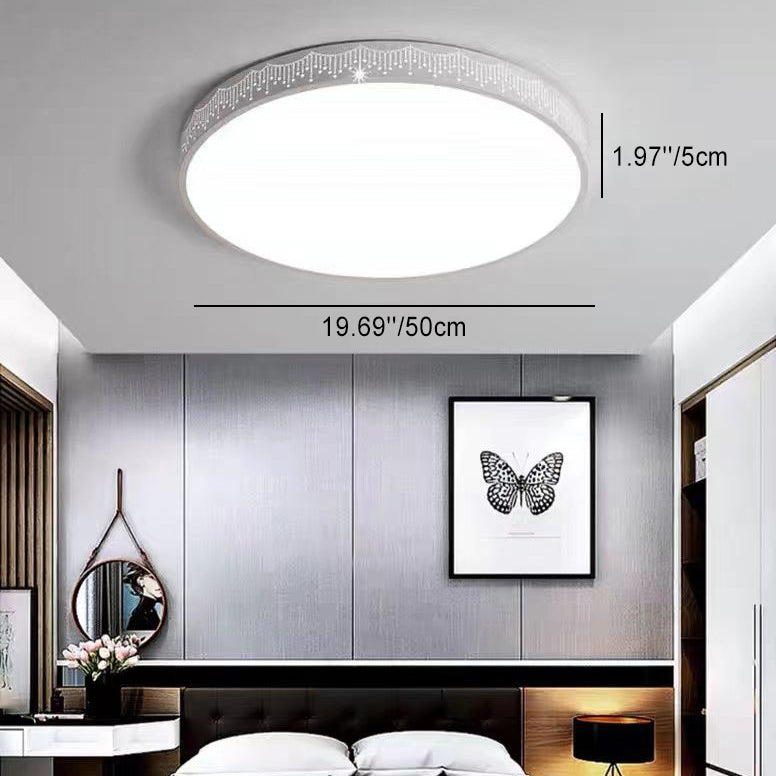 Modern Simplicity Round Iron Acrylic LED Flush Mount Ceiling Light For Bedroom
